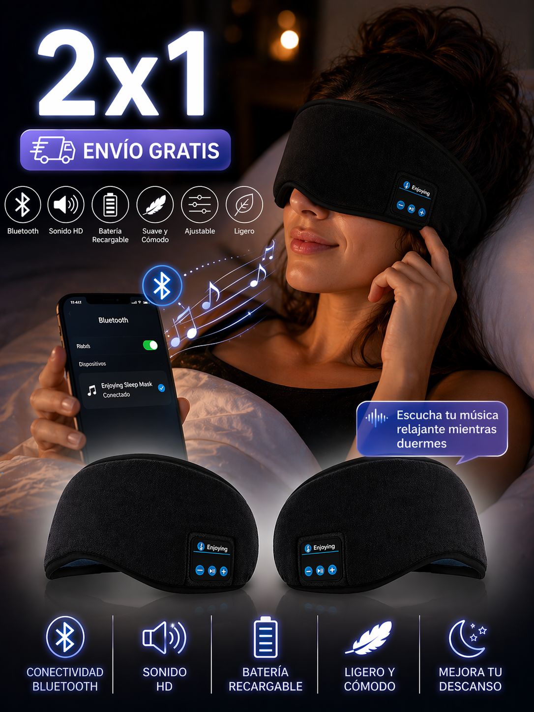 Antifáz con bluetooth