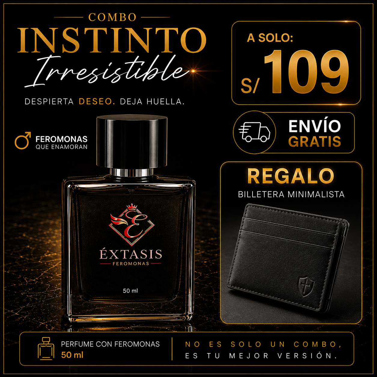 PERFUME CON FEROMONAS + REGALO (Billetera Minimalista)