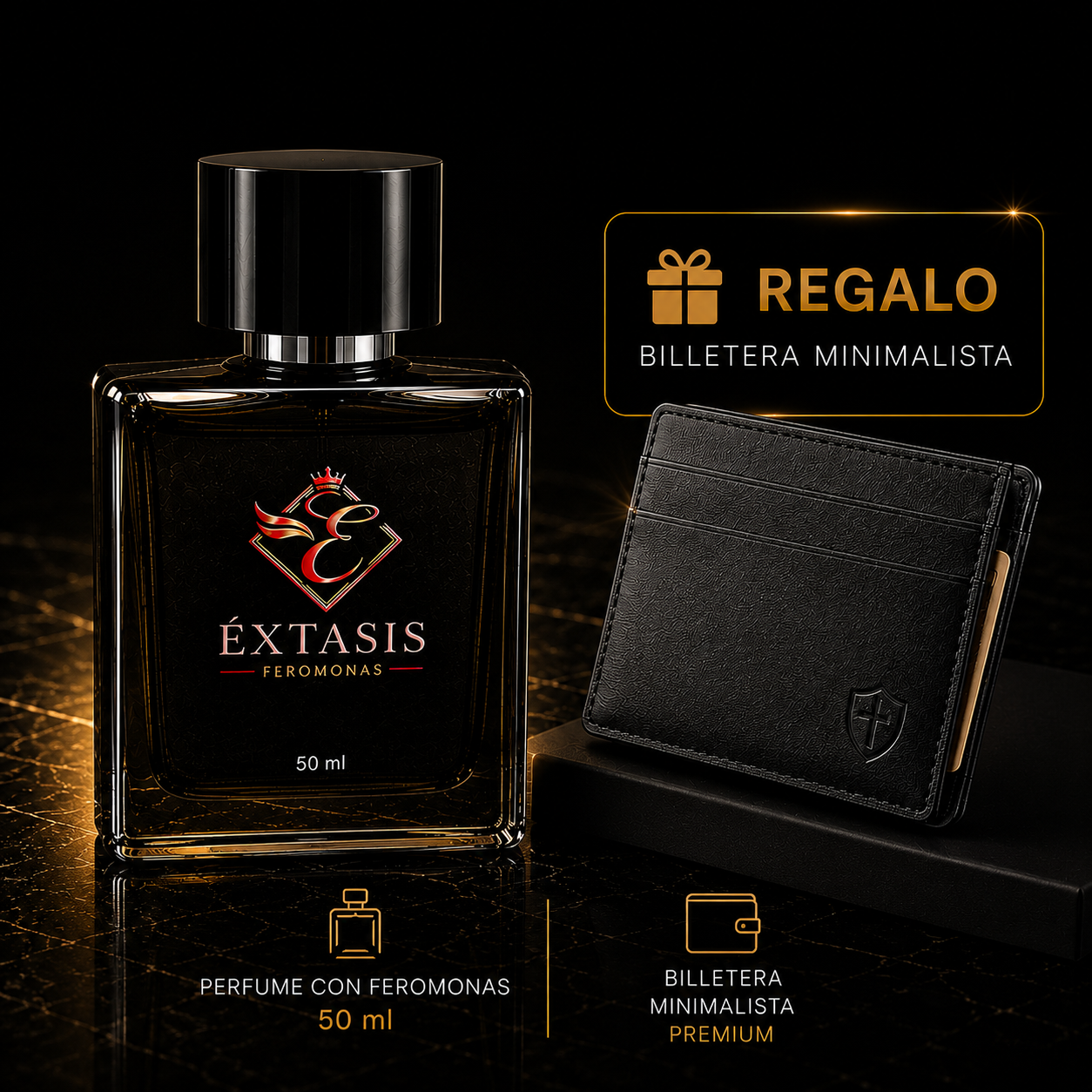 PERFUME CON FEROMONAS + REGALO (Billetera Minimalista)
