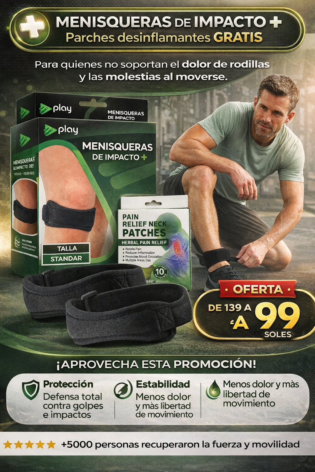 MENISQUERAS DE IMPACTO + PARCHES DESINFLAMANTES (Gratis)